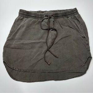 Anthropologie Cloth & Stone 100% Tencel Charcoal Drawstring Mini Skirt XS